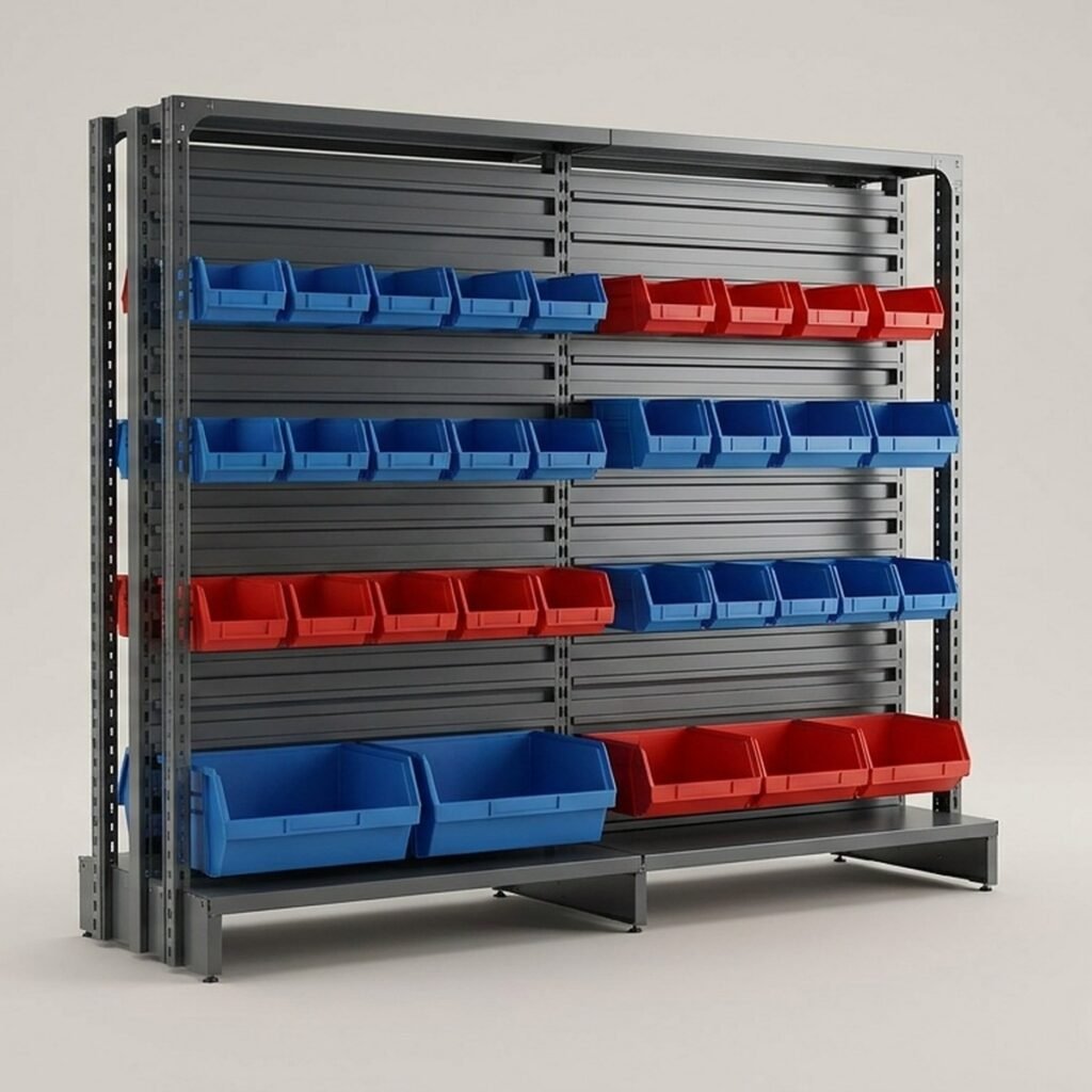 Louvered Panel with Bins, 36 x 61 in