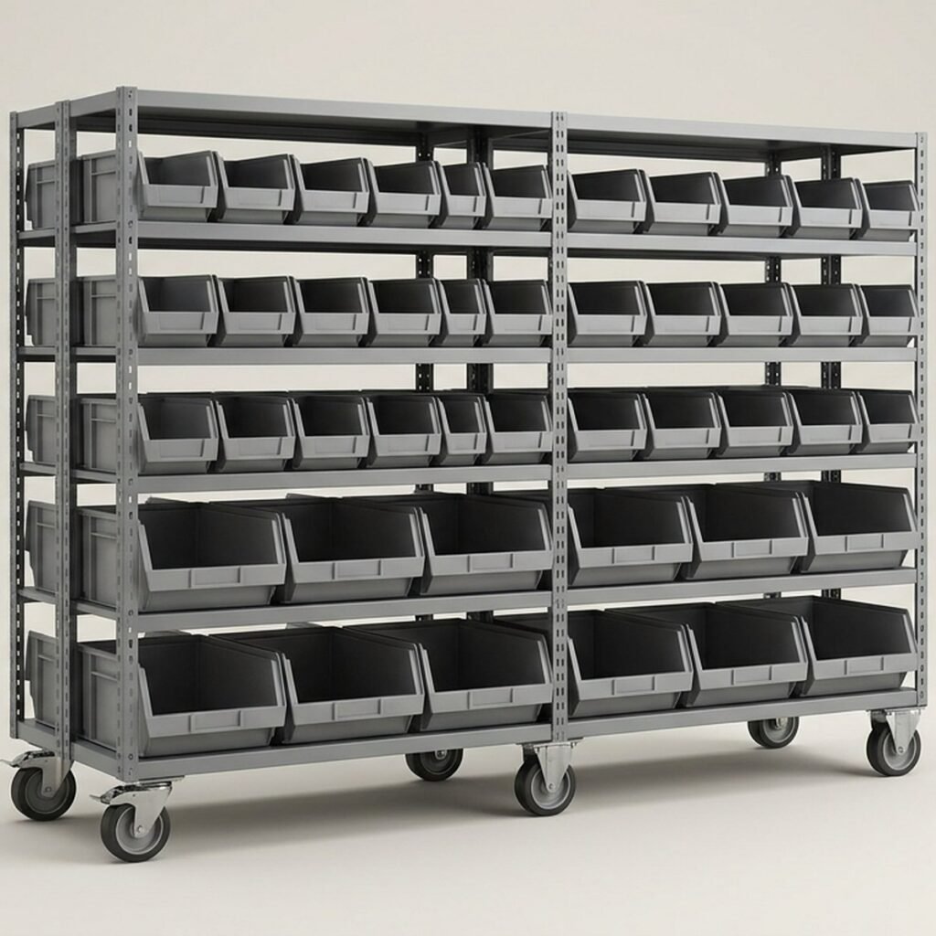 Mobile Bin Rack, 36-Bin