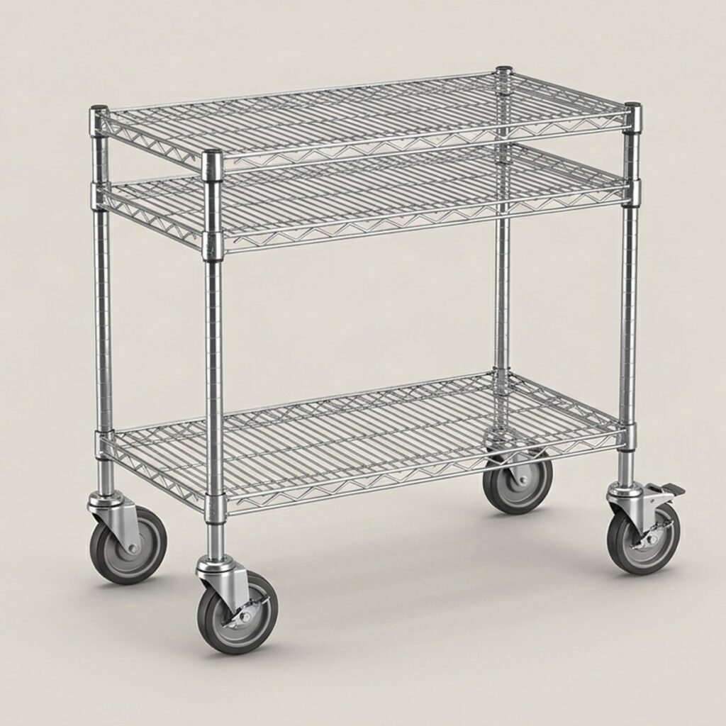 Wire Utility Cart, 3-Shelf, 500 lb