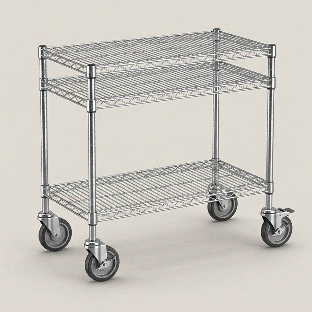 Wire Utility Cart, 3-Shelf, 500 lb