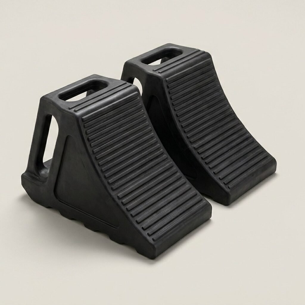 Rubber Wheel Chocks, Heavy-Duty, 4-Pack